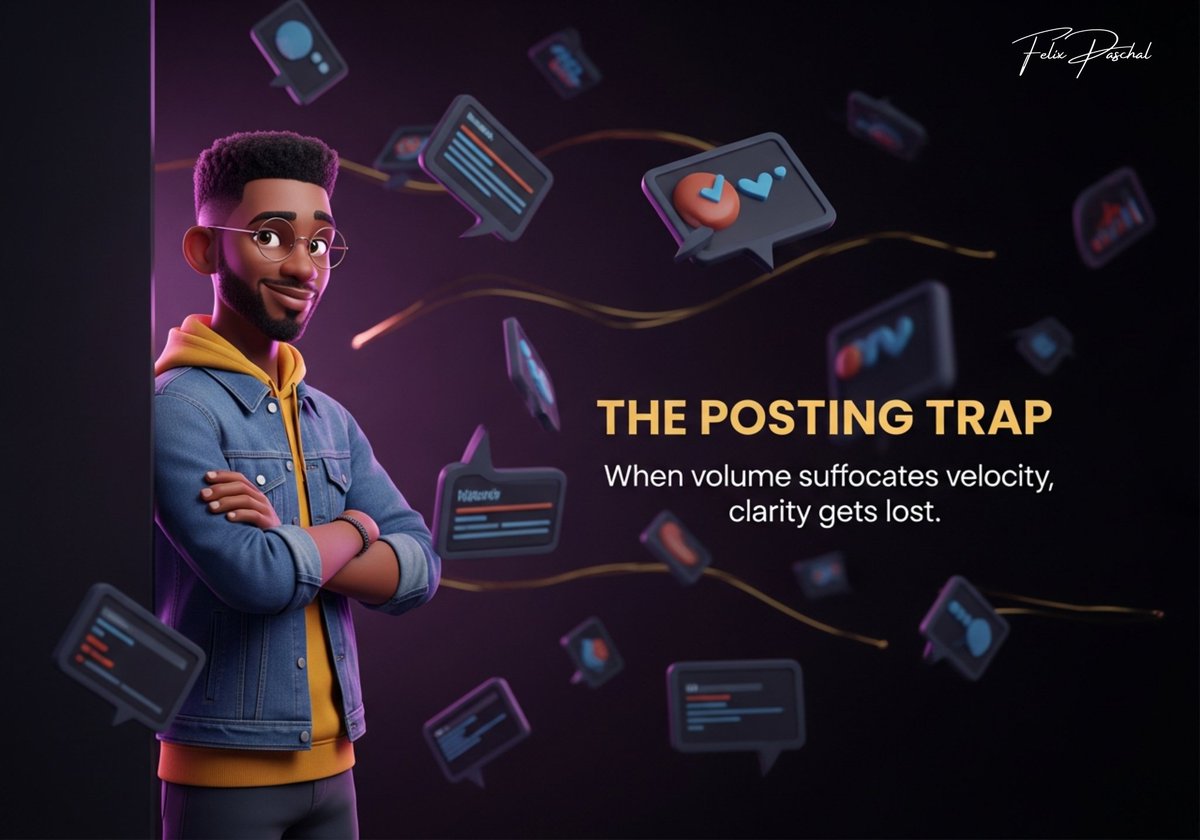 PaschalPage2's tweet image. 𝗜 𝗱𝗼𝗻’𝘁 𝗸𝗻𝗼𝘄 𝘄𝗵𝗼 𝗻𝗲𝗲𝗱𝘀 𝘁𝗼 𝗵𝗲𝗮𝗿 𝘁𝗵𝗶𝘀, 𝗯𝘂𝘁 𝗽𝗼𝘀𝘁𝗶𝗻𝗴 𝗳𝗶𝘃𝗲 𝘁𝗶𝗺𝗲𝘀 𝗮 𝗱𝗮𝘆 𝗶𝘀 𝘂𝘀𝘂𝗮𝗹𝗹𝘆 𝗮 𝗯𝗮𝗱 𝗶𝗱𝗲𝗮.

​I used to think that doing more work meant getting better results, and that’s one common mistake people make in this space