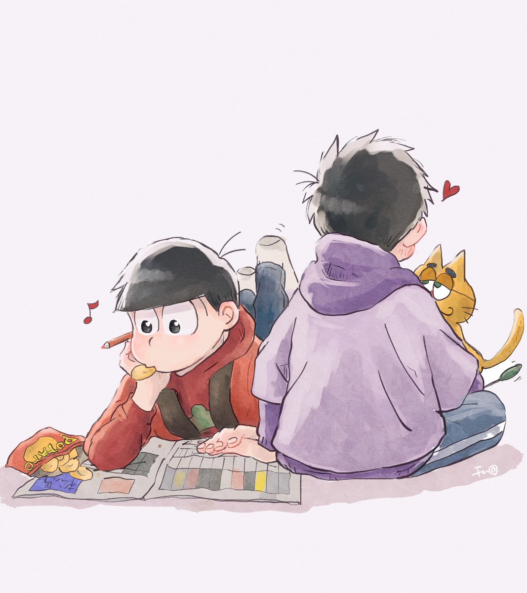 というわけで(？)冬のこっそりイチャおそ一再掲
BOOTHのトップ絵でもある。