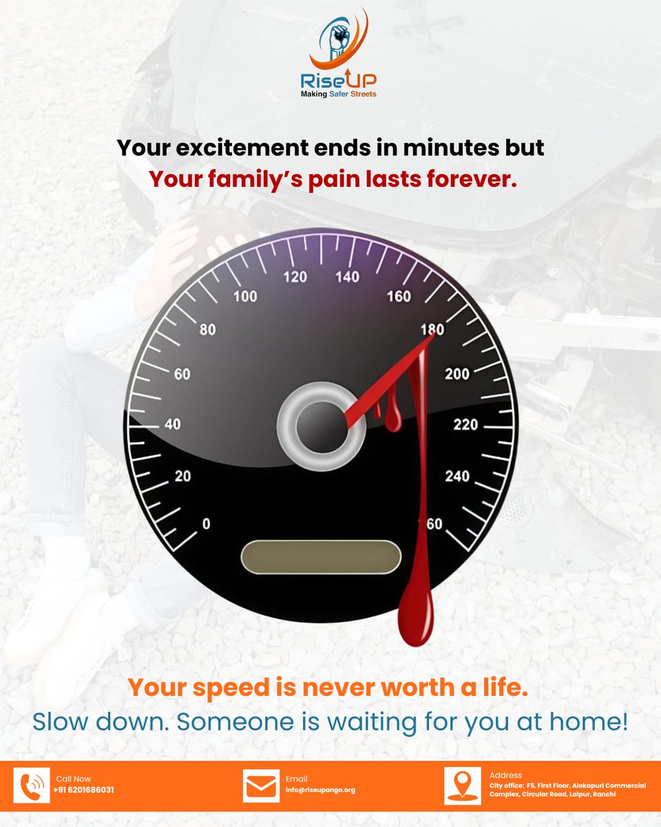 Your excitement ends in minutes, but your family's pain lasts forever.  Drive safe. Someone is waiting for you at home! #RoadSafety 

<a href="/ranchipolice/">Ranchi Police</a> <a href="/deepakbiruajmm/">Deepak Birua</a> <a href="/MORTHIndia/">MORTHINDIA</a> <a href="/nitin_gadkari/">Nitin Gadkari</a> <a href="/rishabhriseup/">Rishabh Anand</a> <a href="/ConsumerVoiceIn/">Consumer VOICE</a>