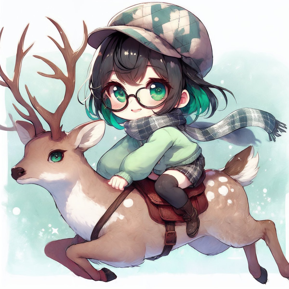🦌となかいぃ🦌 おやすみ🎄✨ #AIillustration ＃Aiart