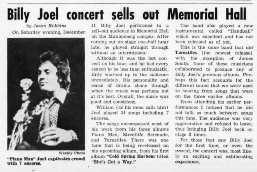 Muhlenberg's tweet photo. Did you know that Memorial Hall was once the largest concert venue in the Lehigh Valley? In the 1960s and ’70s, it hosted legendary acts like Simon and Garfunkel, The Beach Boys, Louis Armstrong, Santana,  the Isley Brothers, Billy Joel, and Frank Zappa! https://t.co/L2kO3EgxDg https://t.co/qBdvx3XYCz
