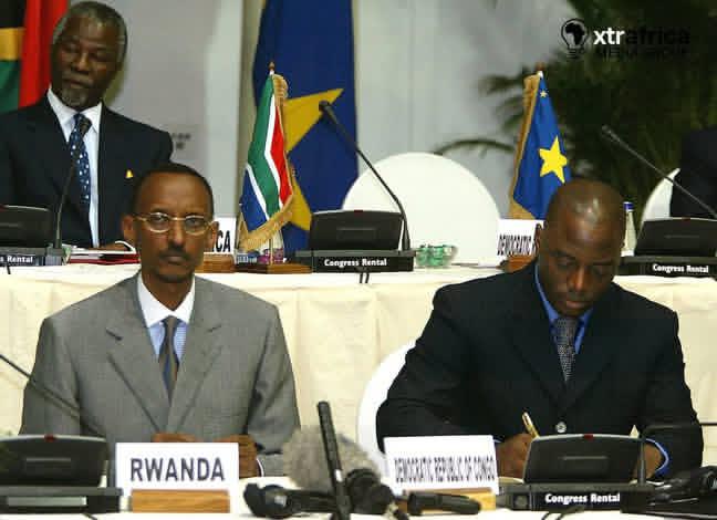 The 2002 Pretoria Accord, signed in Pretoria, South Africa 🇿🇦, by Paul  Kagame and Joseph Kabila under Thabo Mbeki's mediation, sought to end the  DR Congo 🇨🇩 War by exchanging Rwanda's 🇷🇼