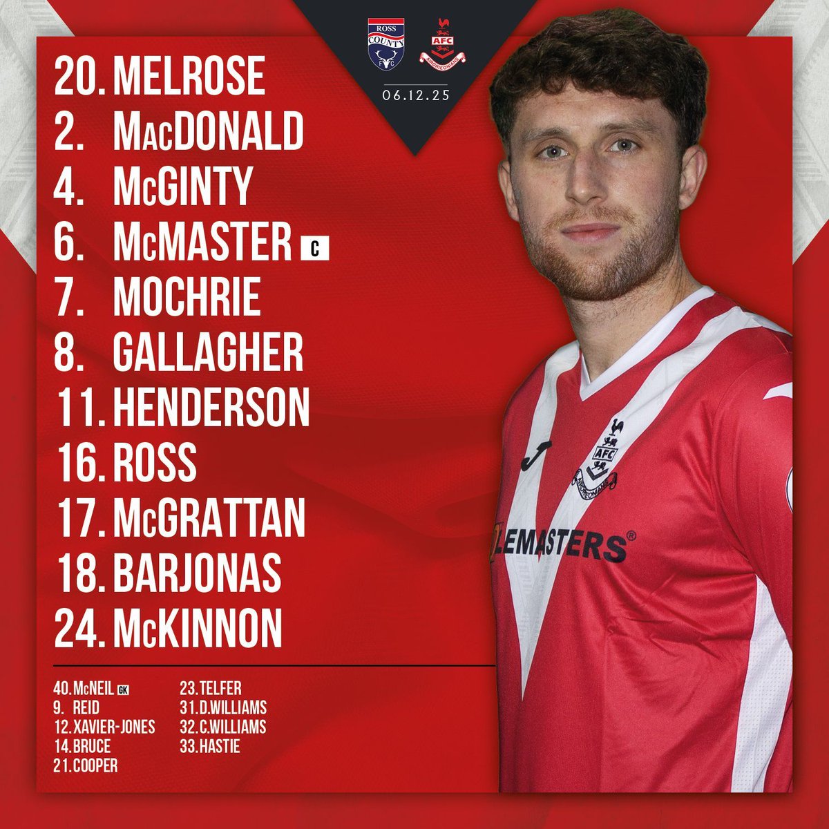 AirdrieoniansFC's tweet photo. Team News:

⬇️ Strapp out with shoulder knock
⬇️ Wilson and McStravick sidelined by illness
⬆️ MacDonald and Ross come into XI
↗️ Williams twins back on bench https://t.co/VIIK4oCHyg