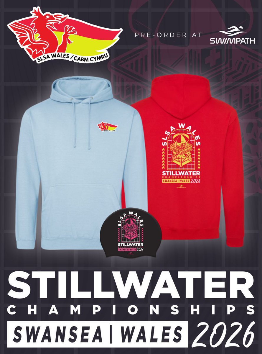 SwimPathUK's tweet image. PRE-ORDER: SLSA Wales Stillwater Championships 2026 Hoodies, T-Shirts and Caps! 💦 

Pre-order the event merchandise for the upcoming Stillwater Championships on the 24th/25th January 2026! You can also bundle a hoodie, t-shirt and cap together for £65!

buff.ly/JvdzxW3