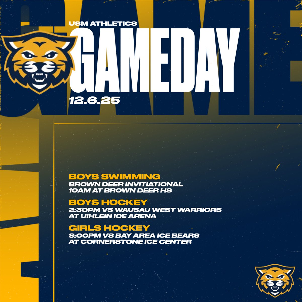 Good luck today Wildcats! 
<a href="/usmsocial/">University School of Milwaukee</a> <a href="/USMAthleticsAD/">Tim Williams</a> #BetterEveryday