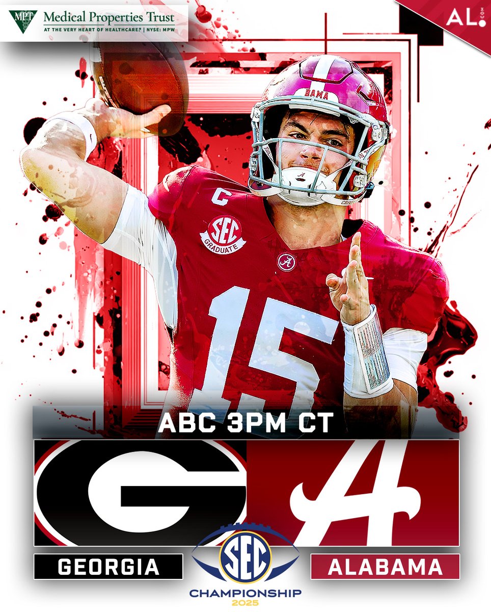 ALABAMA GAMEDAY! 🐘🏈🏆 SEC Championship

Georgia vs. Alabama 👀 | 3PM CT | 📺 ABC

What's your prediction for the game? #RollTide