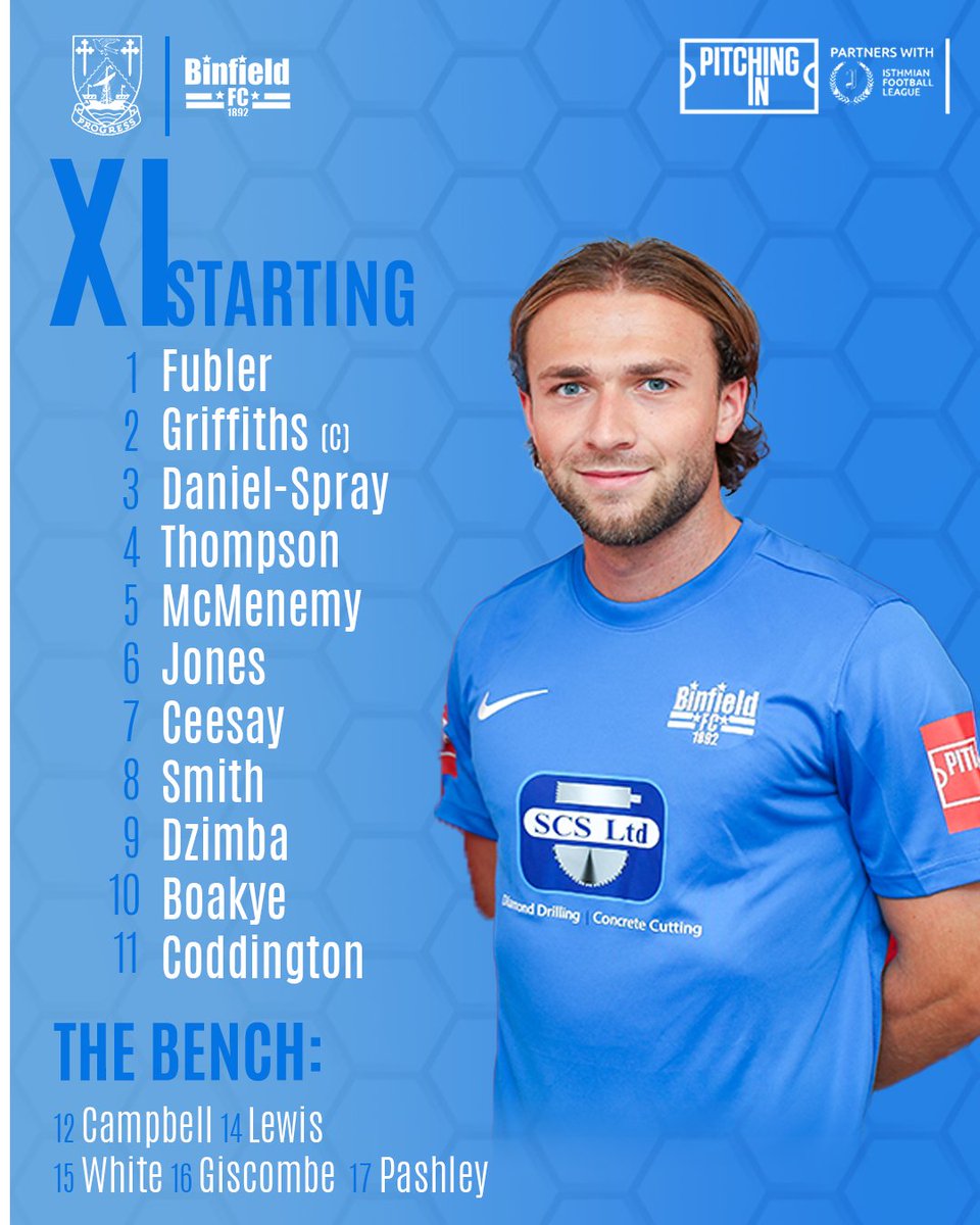 Binfieldfc's tweet photo. 🗞️ 𝓣𝓮𝓪𝓶 𝓝𝓮𝔀𝓼

☝️ change for the victory midweek as Ceesay comes back into the side after being cup-tied 💪

#LHTBIN | #COYM https://t.co/PwNlHQXEag