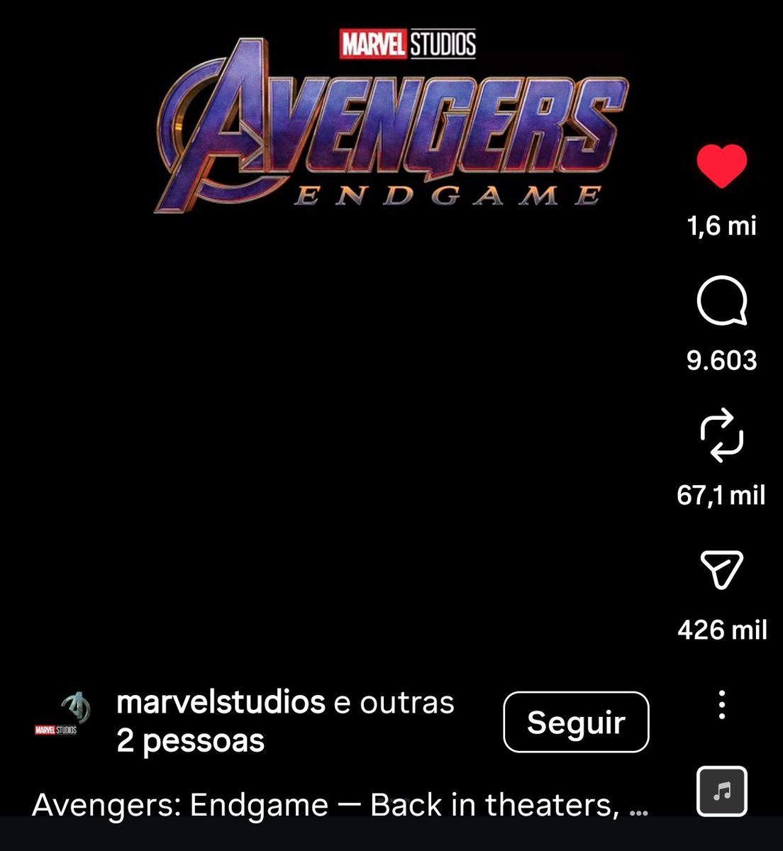 nacaomarvete616's tweet photo. É, 2026 será o ano dos Vingadores. 

O áudio da sessão de "Avengers: Endgame" já soma mais de 1,5 milhão de likes no Instagram!

Se prepare, Avatar 1! https://t.co/juzg3LZtHz
