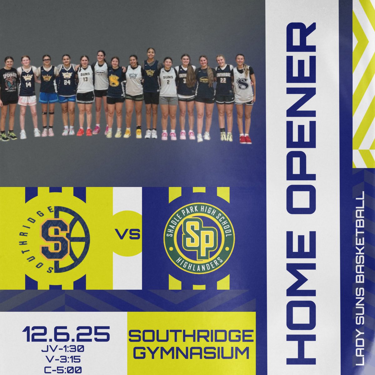 ladysunsbball's tweet photo. 🚨 HOME OPENER 🚨 
🆚 Shadle Park
🗓️ Today
🏟️ Southridge
🕰️ JV 1:30; V 3:15; C 5:00 https://t.co/BA3bJFM1B1
