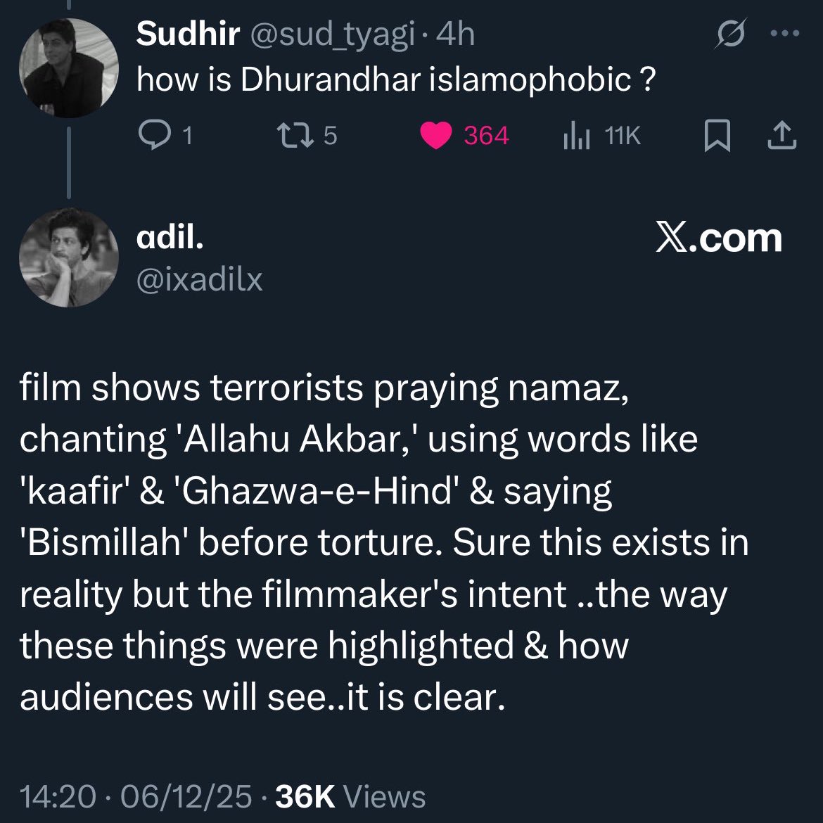 Best criticism of Dhurandhar.

Turns out empirical reality is Islamophobic.