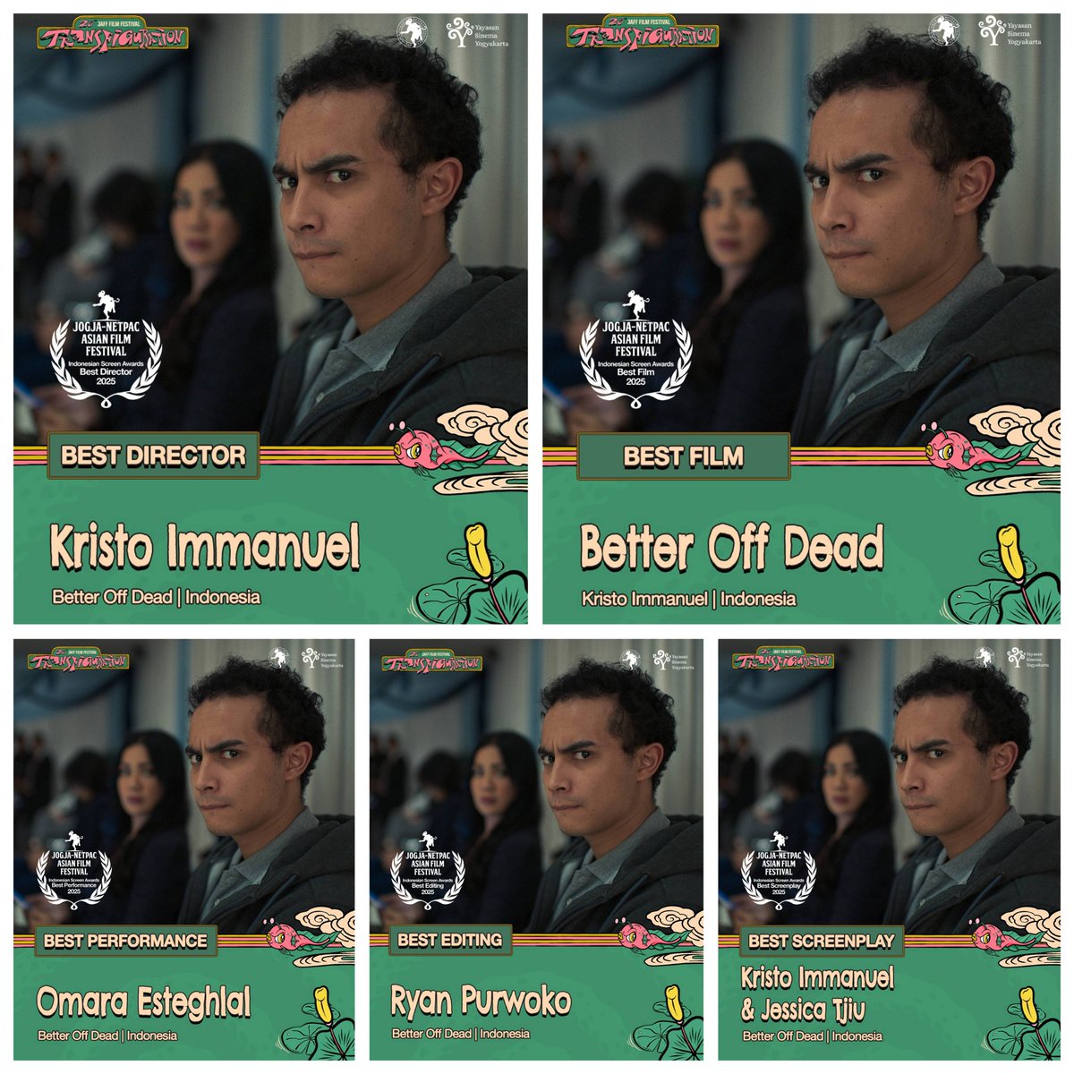 HabisNontonFilm's tweet image. TINGGAL MENINGGAL borong piala di JAFF! 👏🏻👏🏻👏🏻

Best Film
Best Director
Best Screenplay
Best Performance 
Best Editing

Beruntung jadi bagian dari 184ribuan penonton di bioskop