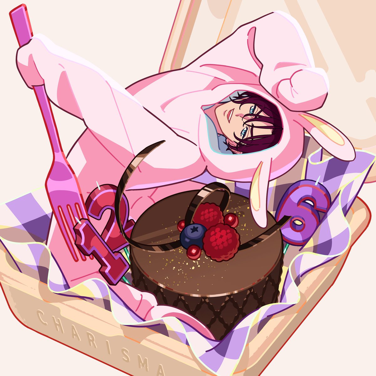 「天彦の誕生日イラストを描きました!かわいいの着てるね 誕生日おめでとうー」|えびものイラスト