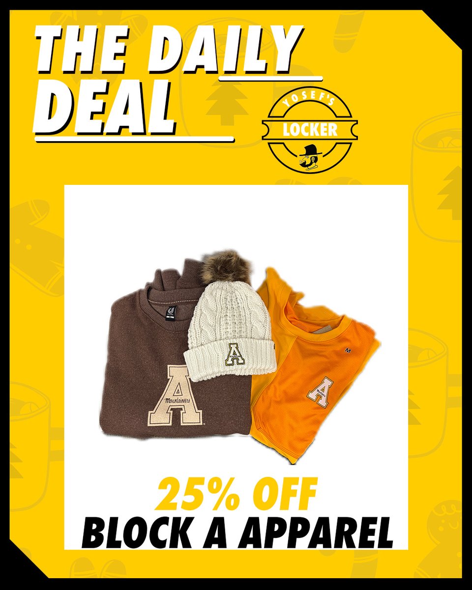 YosefsLocker's tweet image. ✨ 6 days in and we’re STILL rolling out the deals! ✨
Today’s deal: 25% off all apparel and hats featuring a Block A 🔥
Check out our promo calendar for more deals all month long — you won’t want to miss these! 👀🗓️

#blocka #AppState #AppStateMountaineers #GoApp #AppNation