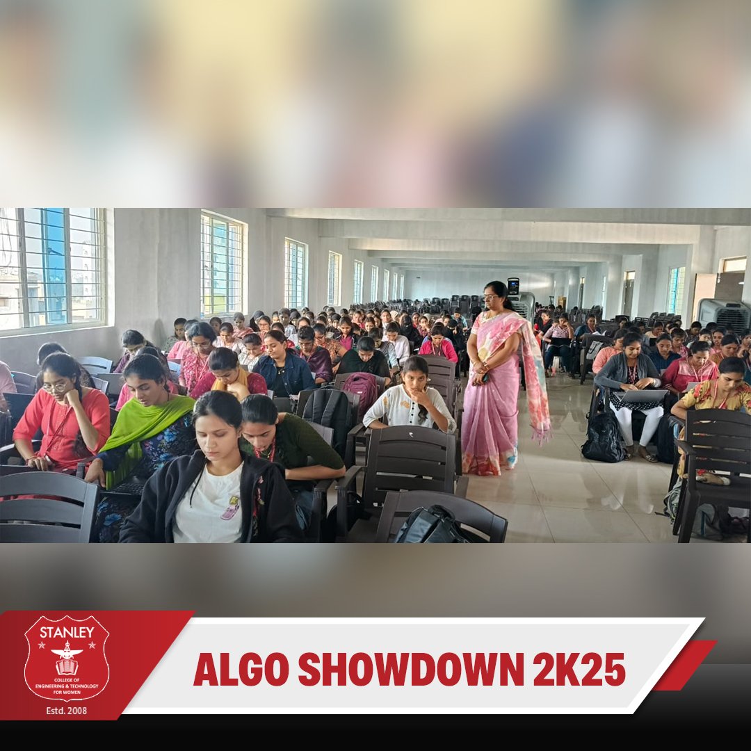 stanleywomensc1's tweet photo. The Training and Placement Cell, in collaboration with Talentio, successfully organized ALGO SHOWDOWN 2K25 on the HackerRank platform.

#AlgoShowdown2K25 #StanleyCollege #SCETW #Talentio #CodingContest #HackerRank #Placements #CareerReadiness #CompetitiveCoding #TechSkills https://t.co/bLbJpHFCkb