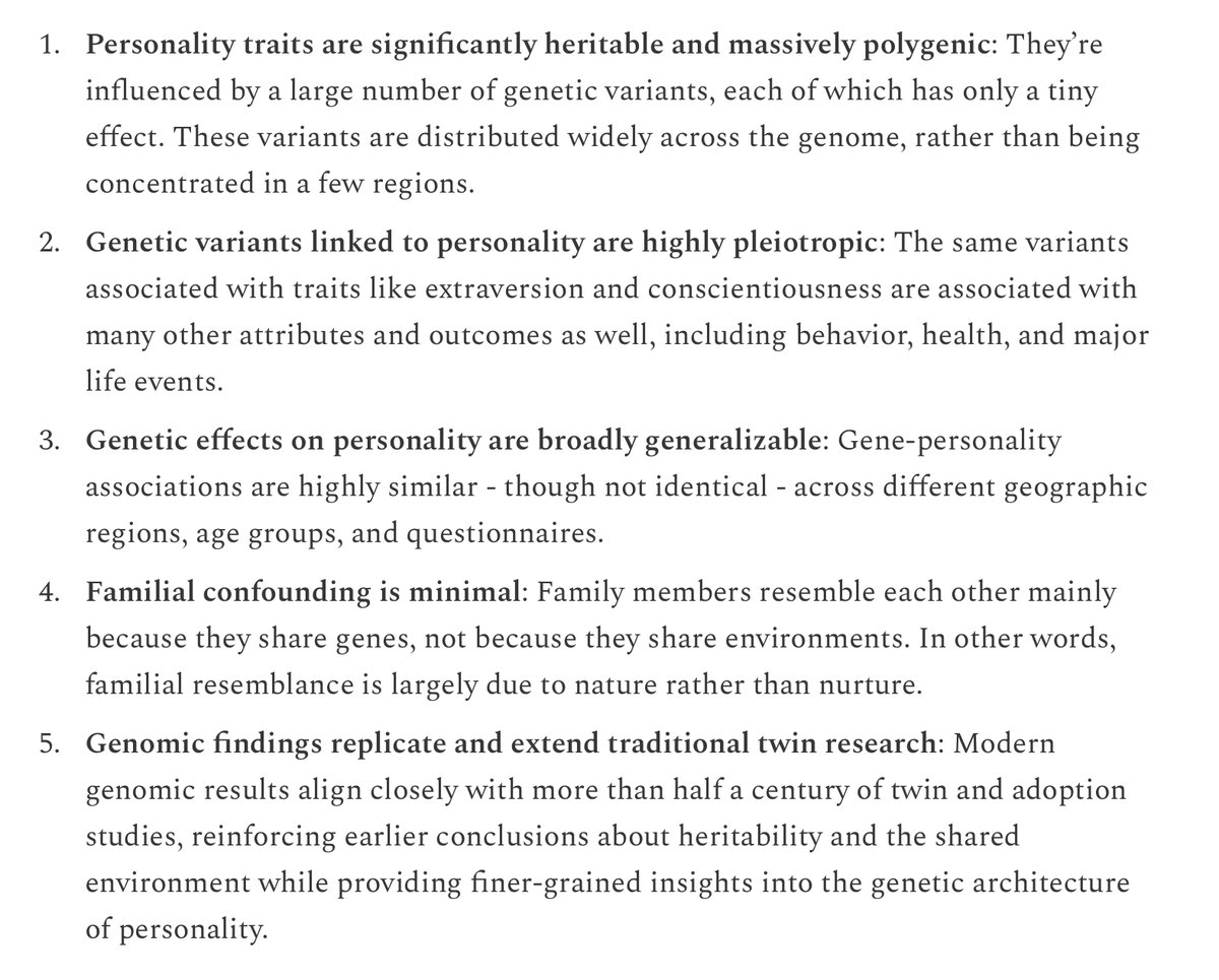 The Genetics of Personality: Five Key Conclusions

[Link below.]