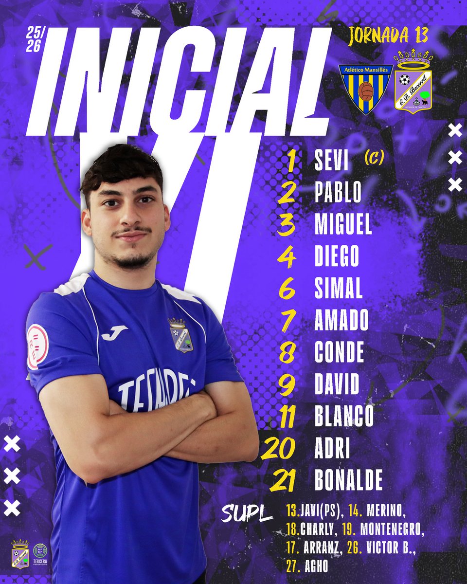 👥|| Este es nuestro once inicial para el encuentro de hoy frente al Atl. Mansillés

📺 youtube.com/live/fHk-0FmGU…

#VamosBece