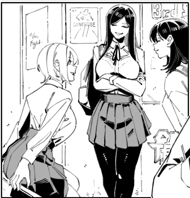 i was drawing these random ladies as "friends of the main character" but why are they so hot??????(especially in the middle) 