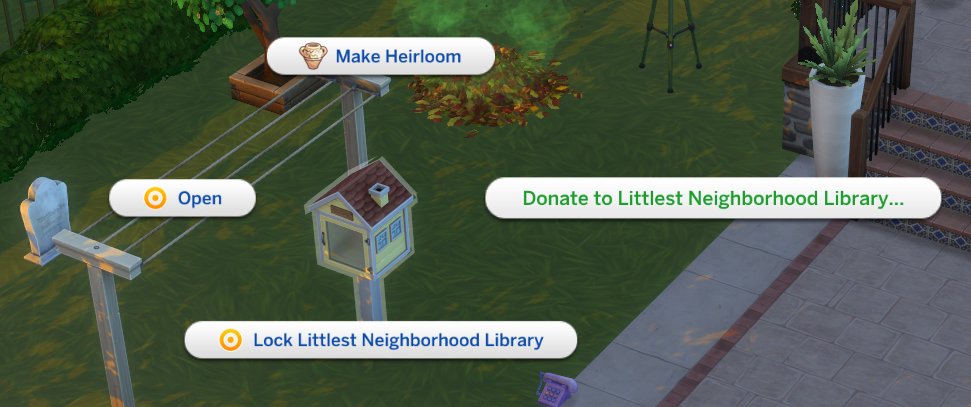 lunar_britney's tweet image. if you have the Deck the Palms event items unlocked, this new item that looks like the other mailbox is a new object with some new calls/moodlets. it should spawn walkbies to donate/read books to your lot (they even open the door with their hand, share to scare a simmer! SKSKS)2