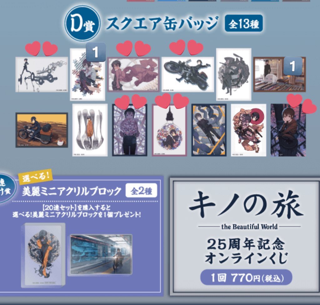 キノの旅 25周年記念 オンラインくじ くじ 買取 交換 譲)数字の絵柄