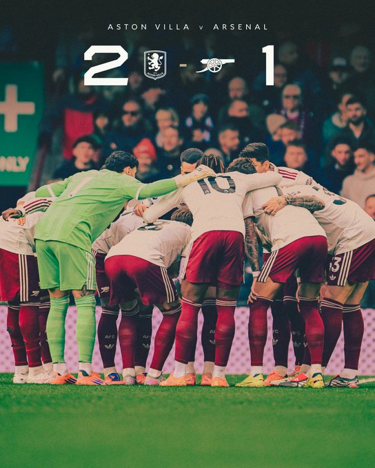 Full-time: Aston Villa 2-1 Arsenal.
