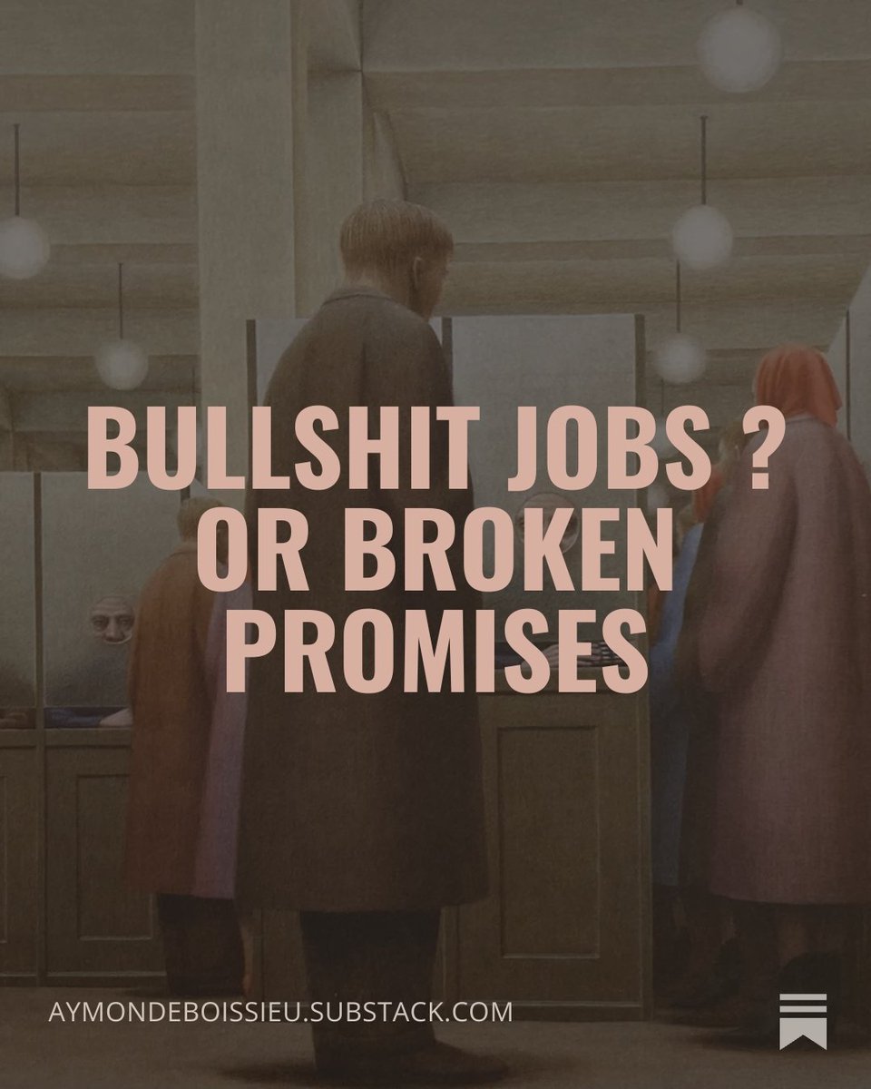 Mon dernier article sur Substack :

Les bullshit jobs ne sont pas un dysfonctionnement : ils sont le symptôme d’une promesse moderne rompue : le travail ne fait plus lien entre contribution sociale et existence reconnue.

open.substack.com/pub/aymondeboi…