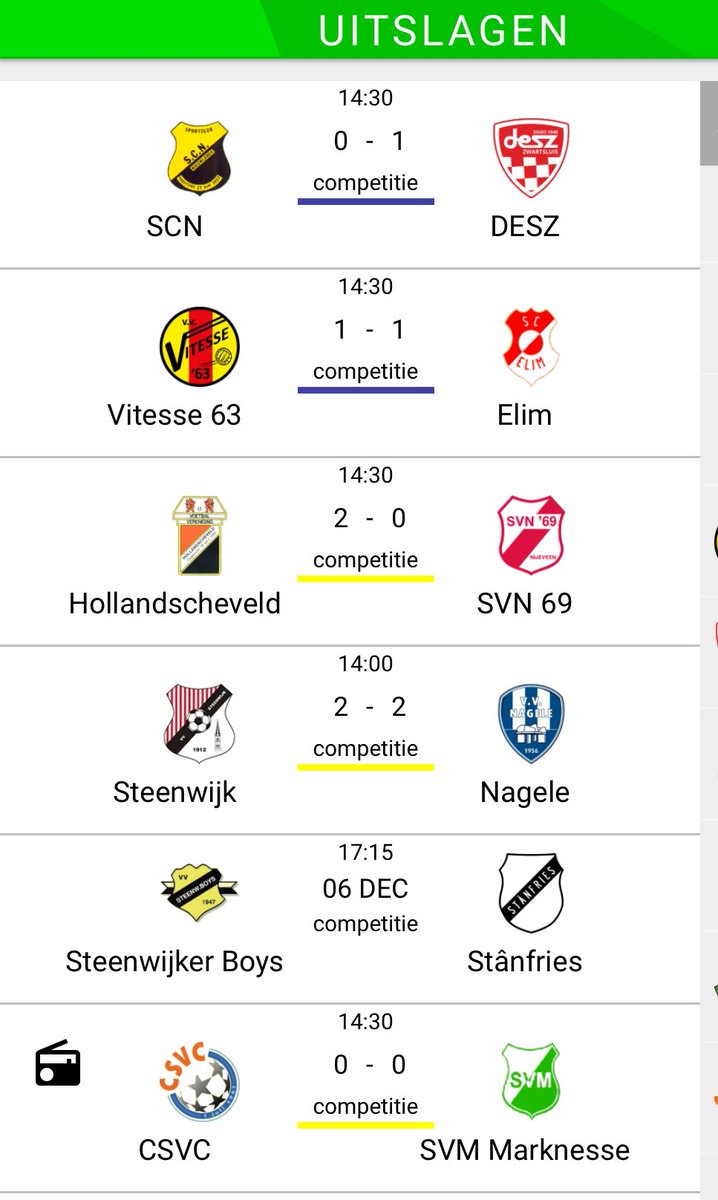 Tussenstanden, bij ons 2-1