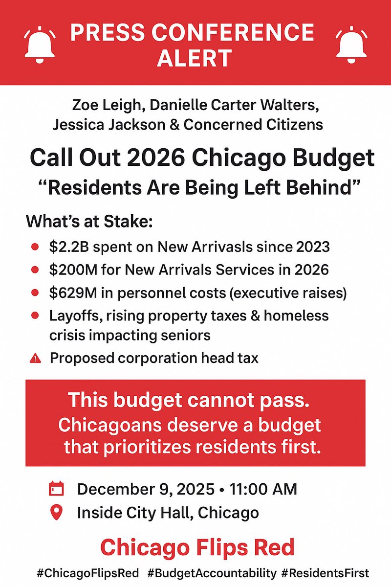 It’s literally Chicago citizens — born and raised — who are homeless. Seniors unhoused. Apartment buildings without heat. Businesses fighting to stay afloat. City workers being laid off.

Yet Mayor Brandon Johnson’s 2026 Budget Recommendation finds over $200 million for “New