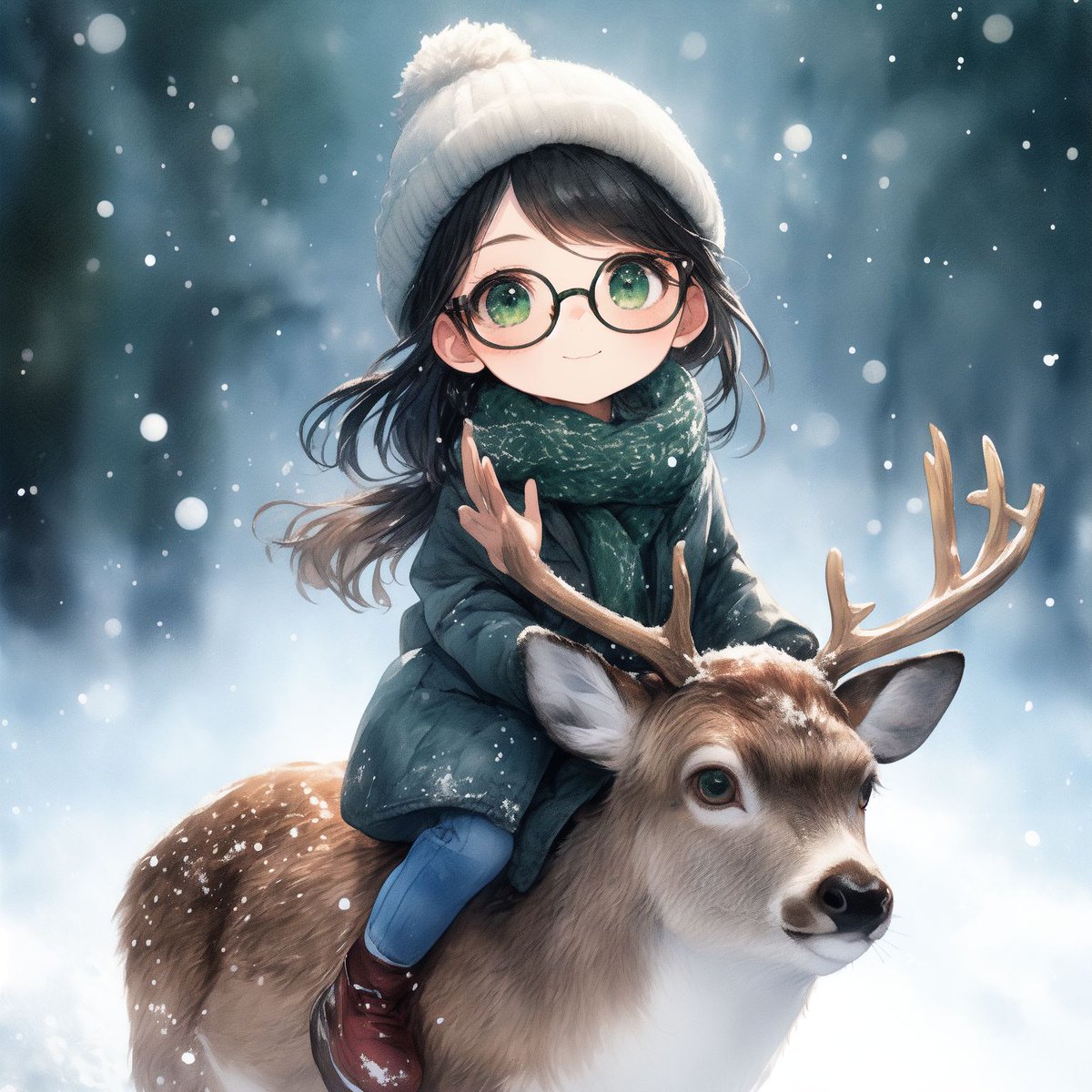 🦌となかいぃ🦌 おやすみ🎄✨ #AIillustration ＃Aiart