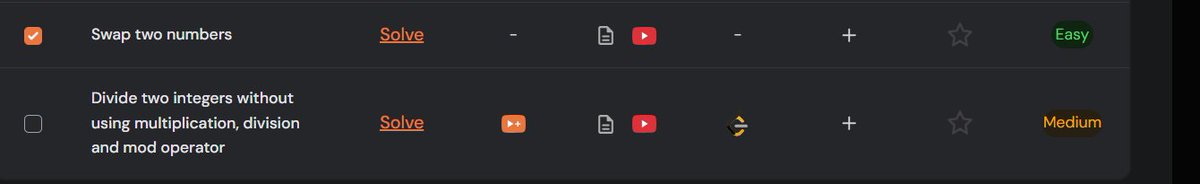 codewithpiyus's tweet image. ⭐60DaysOfCode — Day 34 &amp;amp; Day 35⭐

• Swap two numbers
• Divide two integers without using *, /, %
@striver_79
@takeUforward_

#Programming #DSAinCPP #TUF #TUFWinterArc #60DaysOfCode #TechCommunity
