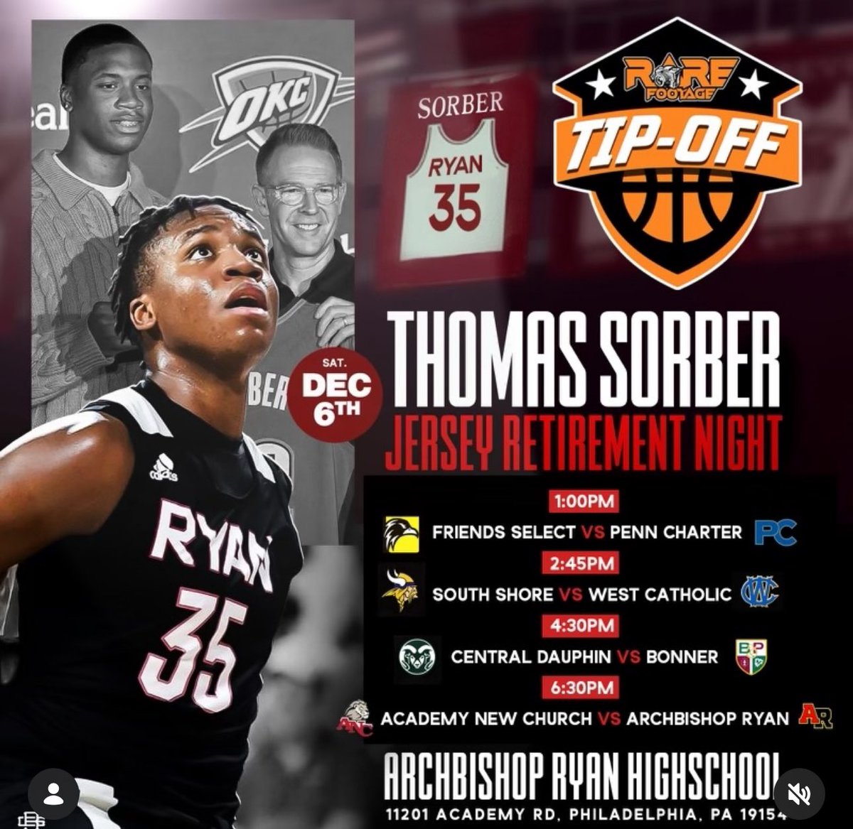 🏀 Game 2 (RareFootage Tip-OFF)🚨

📅: December 6th (Saturday)
🔰 🆚 <a href="/CDBoysHoops/">Central Dauphin Boys Basketball</a> 
⏰:  Varsity (4:30 PM)
📍:  Archbishop Ryan HS (PA)
📺: fan.hudl.com/usa/pa/philade…