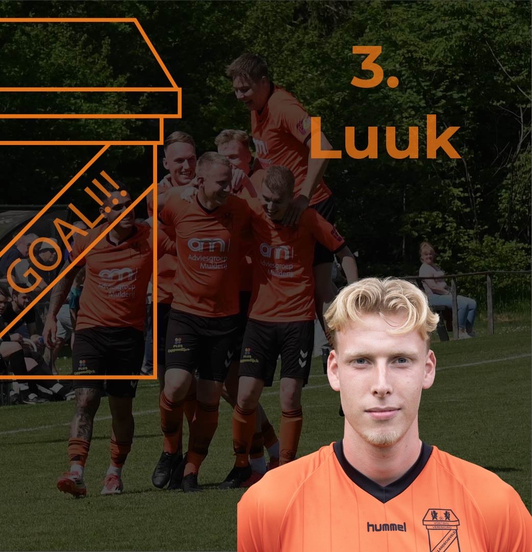 Na een scrimmage voor het doel draait Martijn zich vrij en Luuk kan de 3-1 scoren #hollsvn