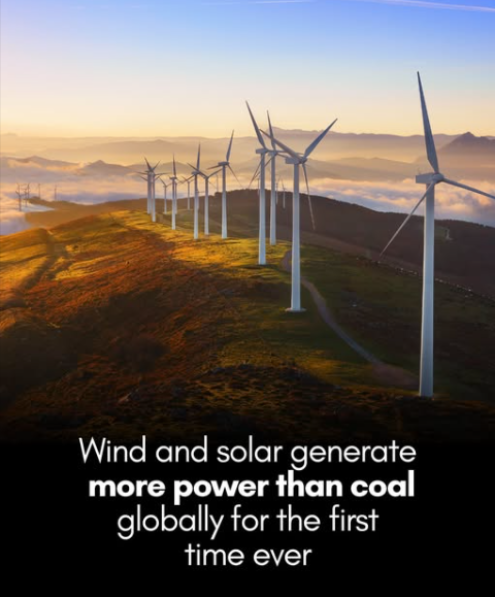 Lingzhongying's tweet photo. For the first time in history, renewable energy has overtaken coal as the world’s largest source of electricity.
Wind and solar now generate more power than coal a milestone decades in the making, driven by falling costs, better technology and global momentum toward clean energy.
This shift shows what many doubted for years: sustainable and scalable alternatives do work.
Coal won’t vanish overnight, but renewables have crossed the point of no return.
A turning point for the planet  and a preview of how we will power the next century. #EnergyTech #CleanEnergy #EnergyTransition #FutureTech