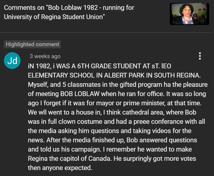 Ha! Someone commented on one of my YouTube videos.

(youtube.com/@davidrobertlo…)

#YQR #1982ReginaElection #YQRcc