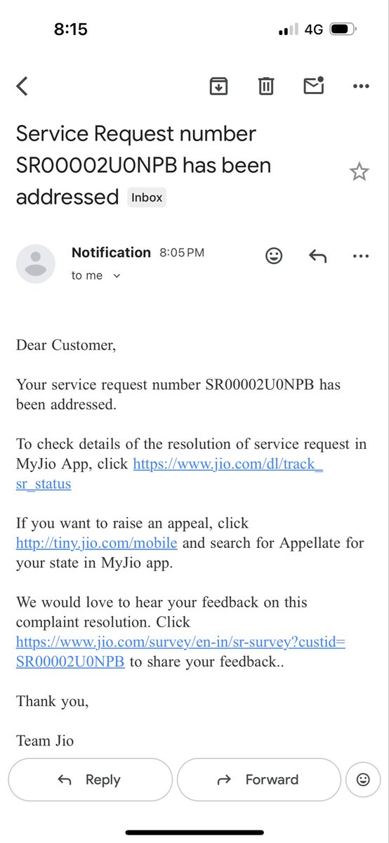 kvinot's tweet photo. @JioCare Without resolving the issue you team closed the complaint, refer attached image. I don’t know how you ppl are working very worst service @_MukeshAmbani https://t.co/iw4bfOYTn7
