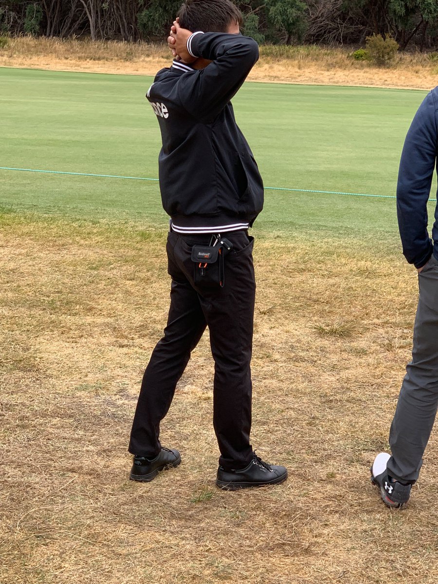 jamierkennedy's tweet image. Showing up to Royal Melbourne with your own rangefinder, holstered. 

Certified sicko.