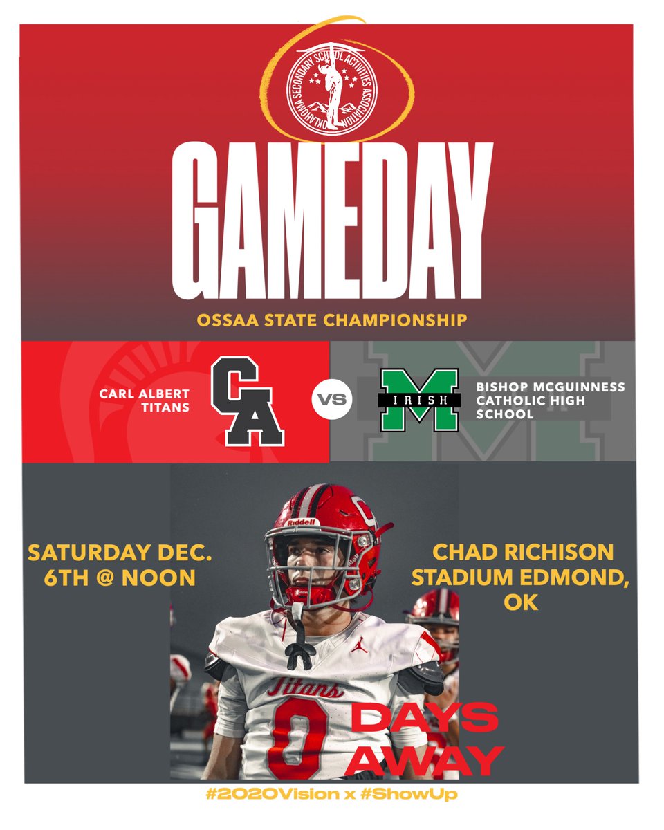 CAHS_FOOTBALL20's tweet image. Gameday for all the marbles 🔴🟠🟡🟢🔵⚫️⚪️

🏟️ Chad Richison Stadium
🗓️ 12/6/2025
🕛 Noon
🆚 Bishop McGuinness Catholic High School

#2020Vision x #ShowUp
