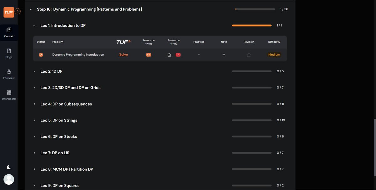 Amareshhh_'s tweet image. Day 51 of #100DaysOfCode 🚀

~ Dynamic Programming Introduction ✅
Understood the core ideas of recursion, memoization &amp;amp; tabulation in DP! 🧠⚙️
Progress: 172/455 (38%)🔥

Every day, a little better 💻🚀
#DSA #DynamicProgramming #StriversA2Z #100DaysOfDSA #CodingJourney