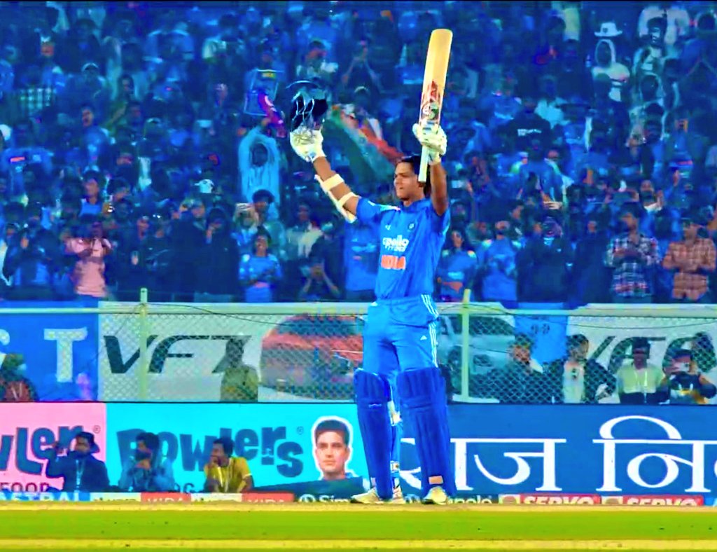 Kunal_KLR's tweet photo. Maiden ODI hundred for Yashasvi Jaiswal. https://t.co/NT2OmTsY7T
