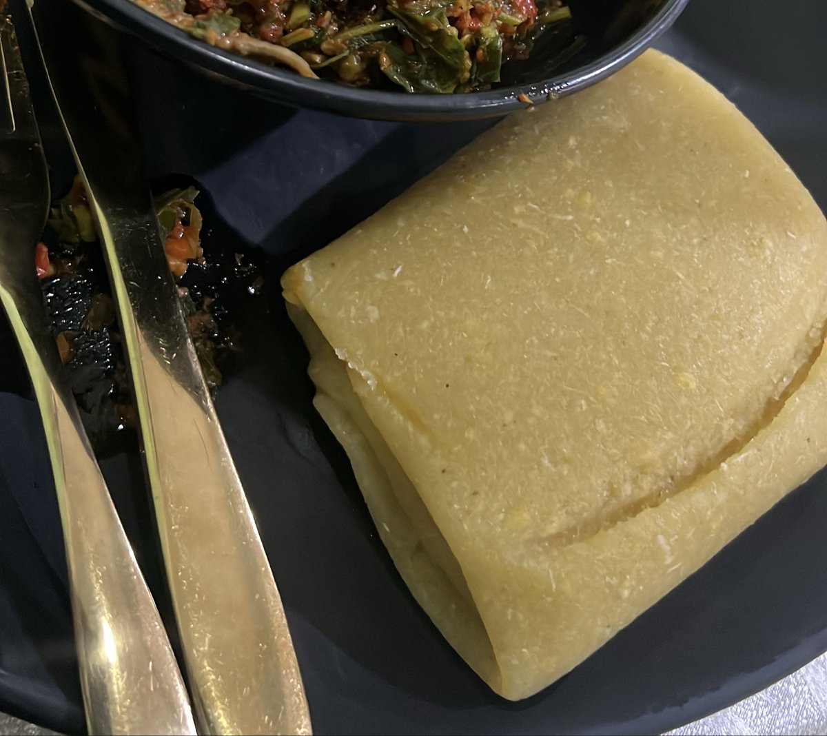 My wish for the new year is that, as a community, we stop folding Eba into absurd shapes like this Napkin in front of me.