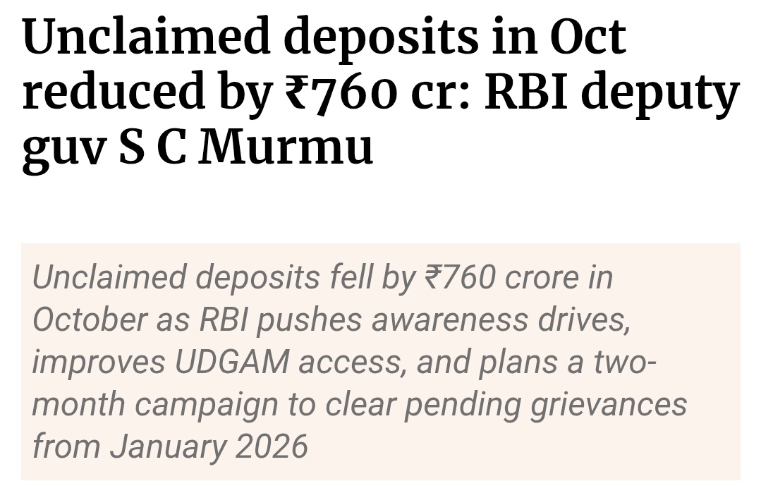 PSBPunch's tweet photo. #RBI had launched the centralised web #portal UDGAM (Unclaimed Deposits - Gateway to Access Information) for the #public. According to the portal, as on July 1, 2025, there were 8,59,683 #users registered and accessing the #UDGAM portal. The portal facilitates registered users to search #unclaimed #deposits or #amounts across multiple #banks at one place in a #centralised manner.
@RBI @RBIsays @DFS_India @FinMinIndia