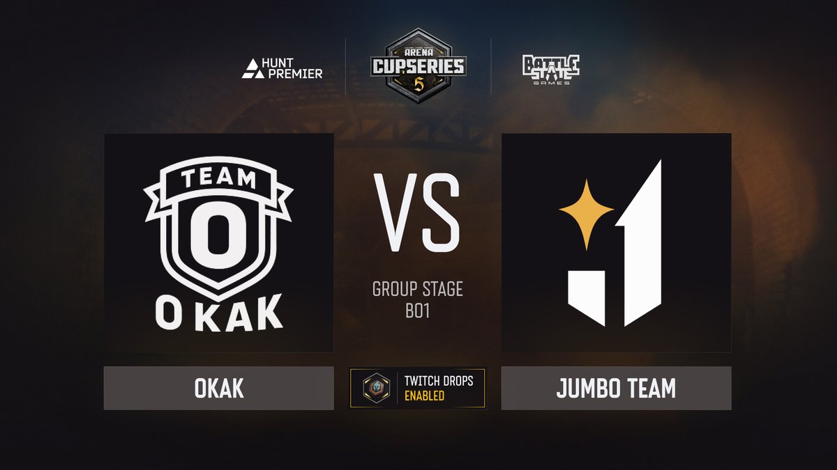 tarkovarena's tweet photo. We’re kicking off the live broadcast of the Arena Cup Series 5!

The group stage opens with the matchup: OKAK VS Jumbo Team.

Watch the first games of the season live: https://t.co/UjD6iWwgL2 https://t.co/mRgqMlkdUR