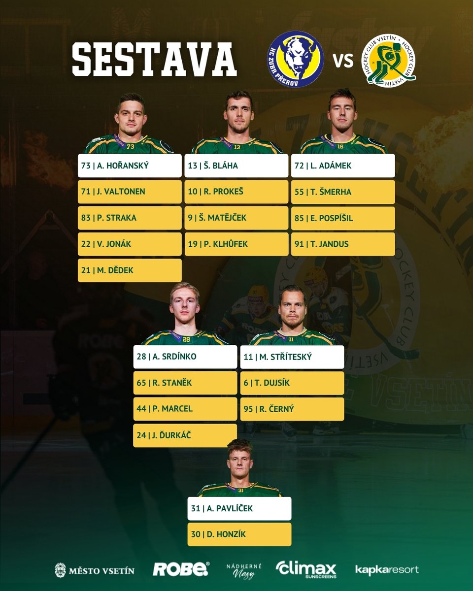 Tato sestava za hodinu nastoupí k zápasu v Přerově! 🍀