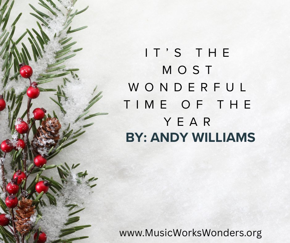MusicWorksPA's tweet photo. It's The Most Wonderful Time of the Year
By: Andy Williams
#musicworkswonders #musicworks #musictherapy #musictherapist #thepowerofmusic https://t.co/ueOQXfjJUq