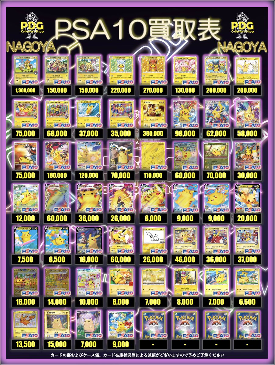 ポケカPSA10強化買取】⚡️12/7更新 ポケカPSA10の買取表になります