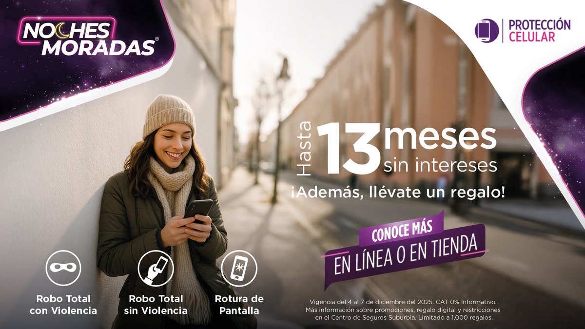 Cuida tu celular… y tu tranquilidad 💜📱 Activa tu protección hoy. 
Conoce más en: proteccioncelular.suburbia.com.mx