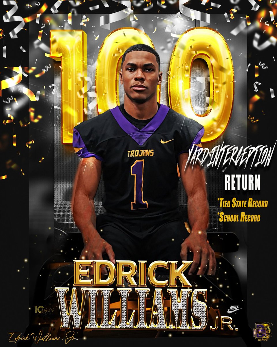 DaphneFBTrojans's tweet image. 🗣️INTRODUCING 𝗠𝗥. 𝗘𝗗𝗥𝗜𝗖𝗞 “𝗘𝗝” 𝗪𝗜𝗟𝗟𝗜𝗔𝗠𝗦, 𝗝𝗥....𝐓𝐢𝐞𝐝 𝐟𝐨𝐫 𝐭𝐡𝐞 𝐒𝐓𝐀𝐓𝐄 𝐑𝐄𝐂𝐎𝐑𝐃 &amp;amp; 𝙨𝙚𝙩 𝙩𝙝𝙚 𝙎𝙘𝙝𝙤𝙤𝙡 𝙍𝙚𝙘𝙤𝙧𝙙 w/ his 100 yard Interception Return during the ‘25 Season!!💪⚔️  #schoolrecord #staterecord #congrats #proud 🖤