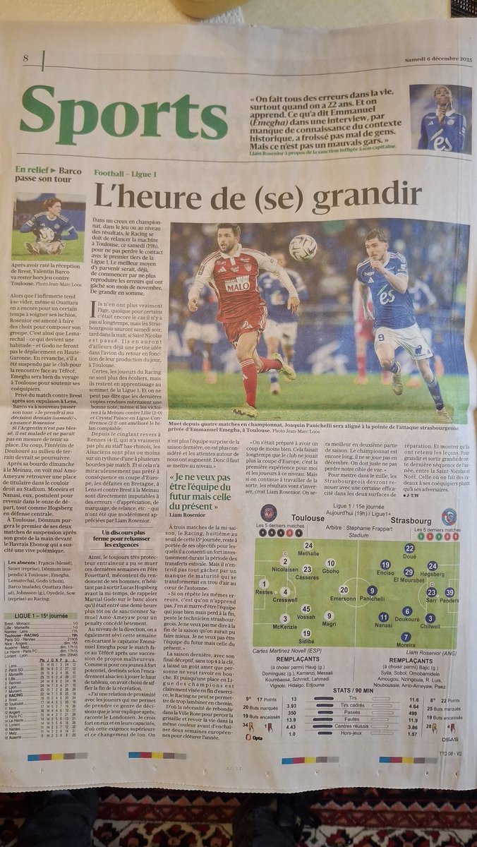 Autre titre d'un journal plus à l'Est concernant le vin chaud!....et le Racing!! #ALLEZLAVAL