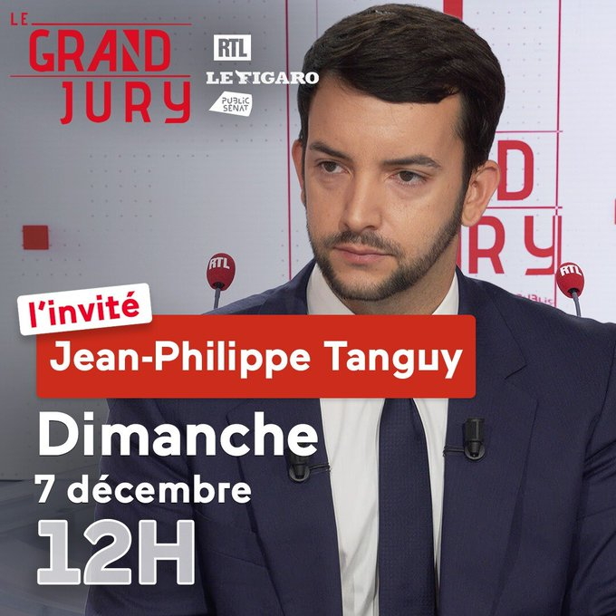 MediasFrance's tweet image. A partir de 12h, @JphTanguy, Président délégué du groupe RN à l'Assemblée et député, sera l'invité du #GrandJury