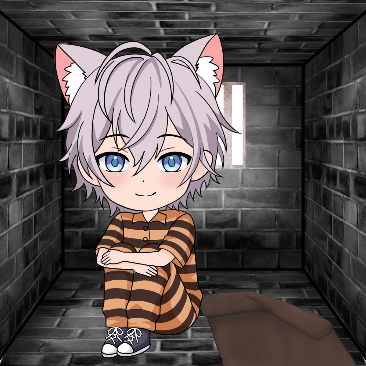 mono_irodori 枠内で話題になった、猫耳囚人服で牢獄にいるイラスト！