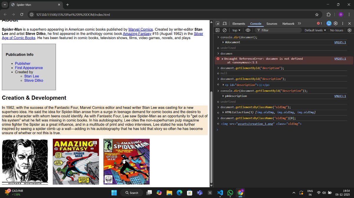 Dhruvofficials's tweet image. Day 36 of my Web Dev Journey 🚀
Started JS Part 9 – DOM today.

Covered:
• What is DOM?
• Selecting elements by ID
• Selecting elements by class

Excited to finally step into real page manipulation! 🔥
#JavaScript #DOM #WebDev #100DaysOfCode